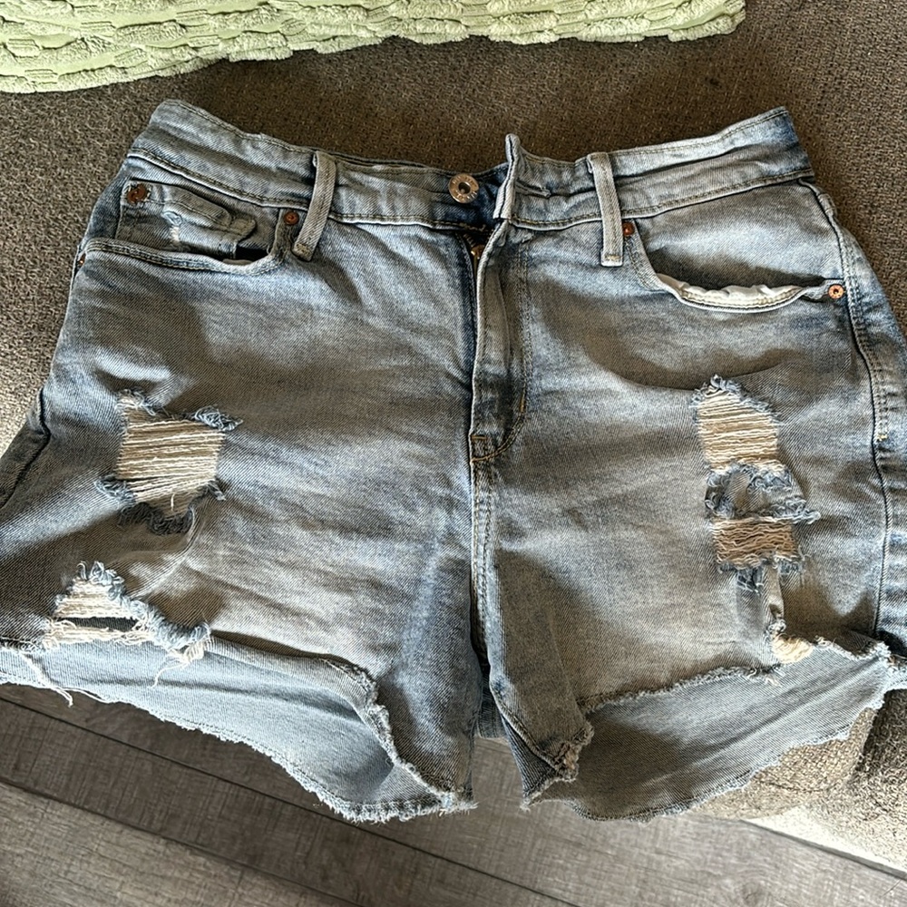 High Rise Ripped Jean Shorts